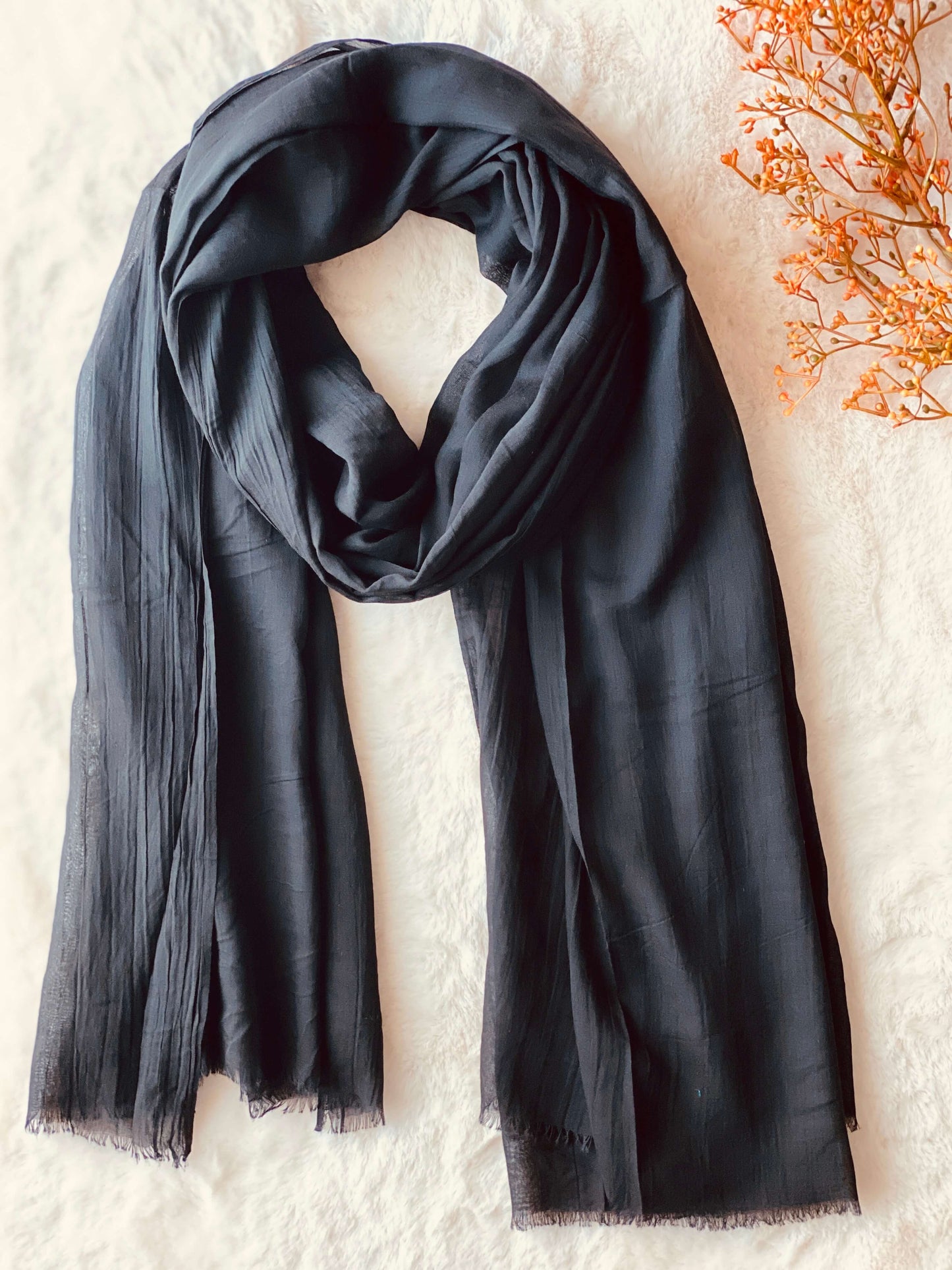 Black - Turkish Slubs Lawn Hijab